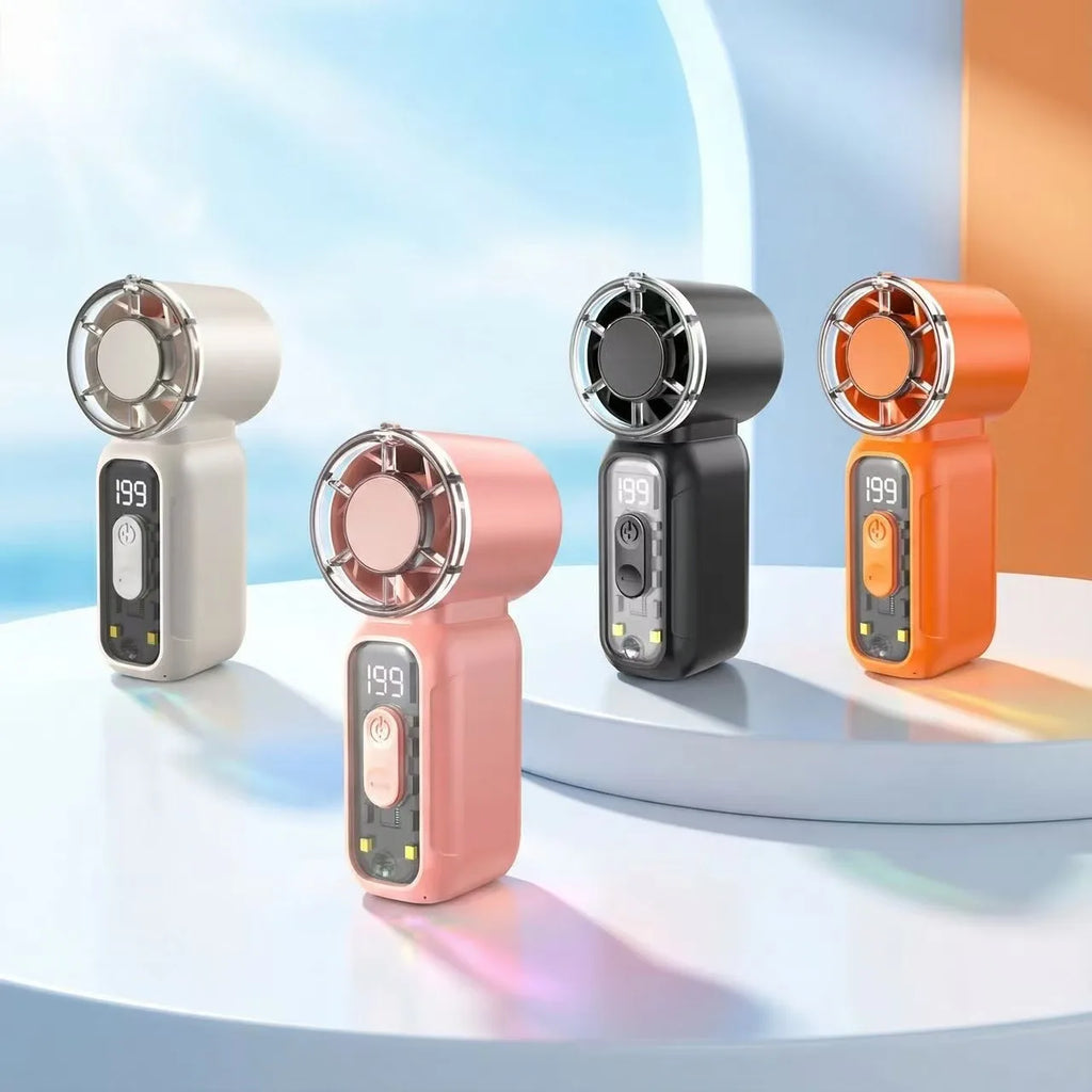 New Mini Handheld Fan: Transparent Turbine Design, Portable, Rechargeable, Outdoor High-Speed Mini Fan