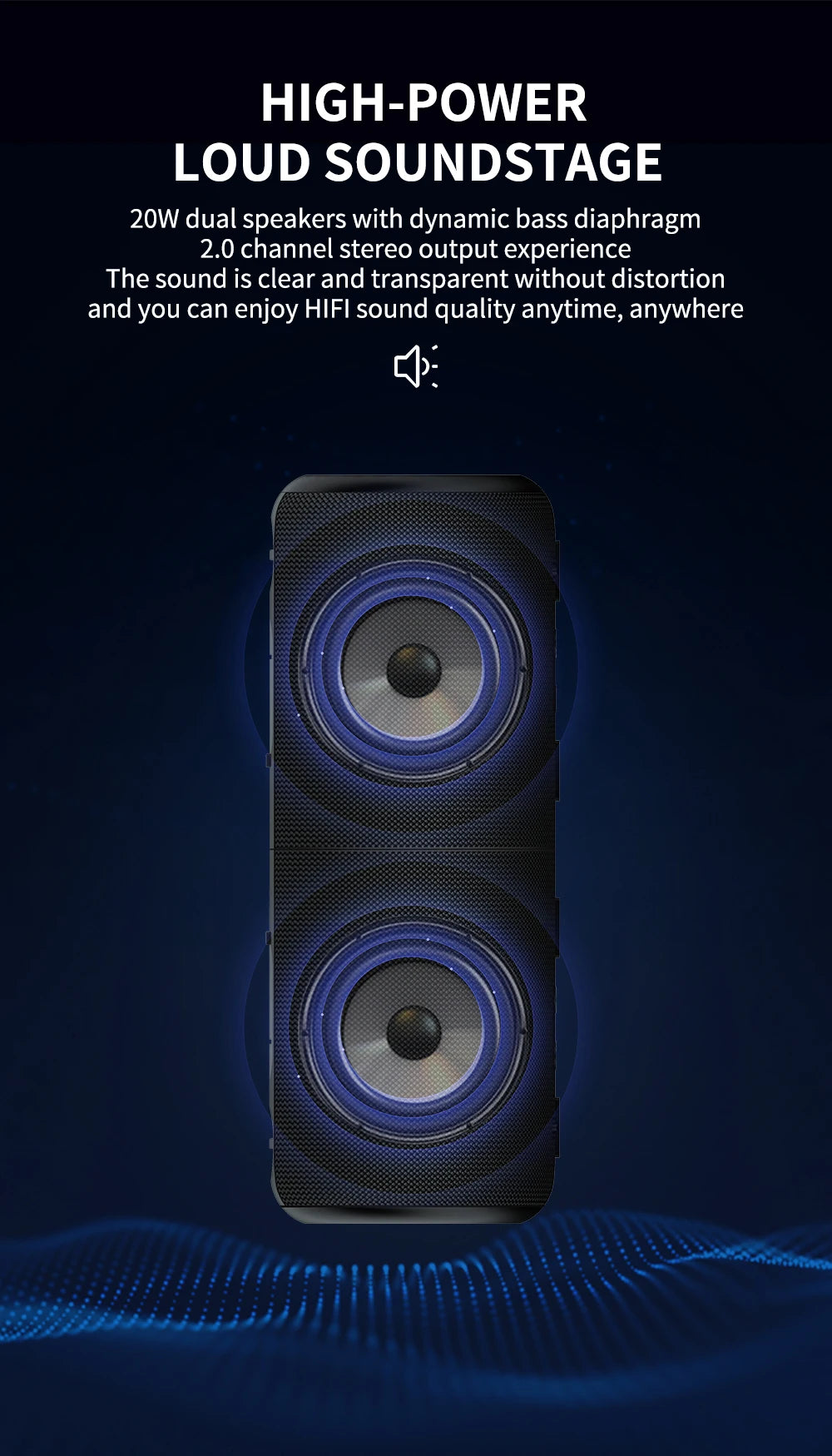 2in1 S10 Split Wireless Bluetooth Speaker 20W Powerful IPX6 HIFI Stereo Surround with RGB Light Aux TF Card for Outdoor Home