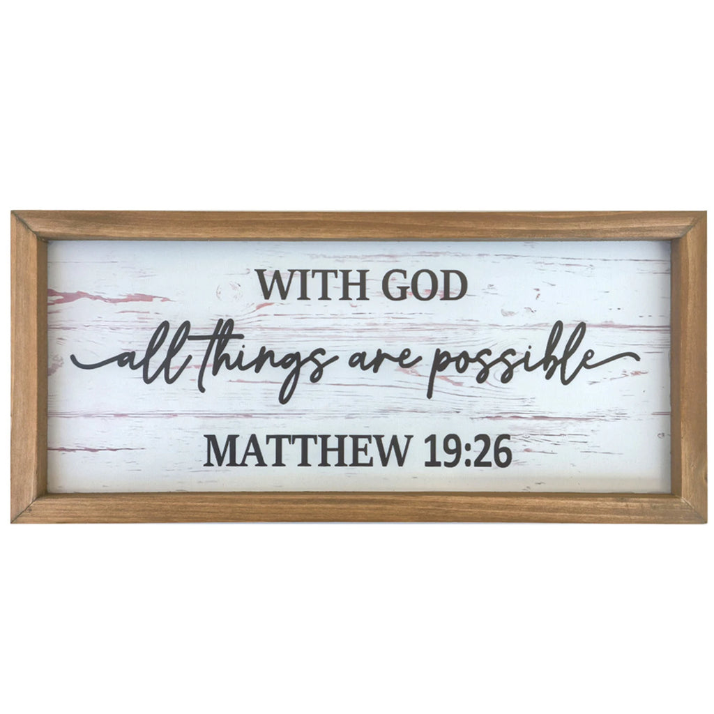Inspirational Wooden Wall Art Sign for Home Decor - Trust in God for All Things Are Possible Christian Plaque for Living Room