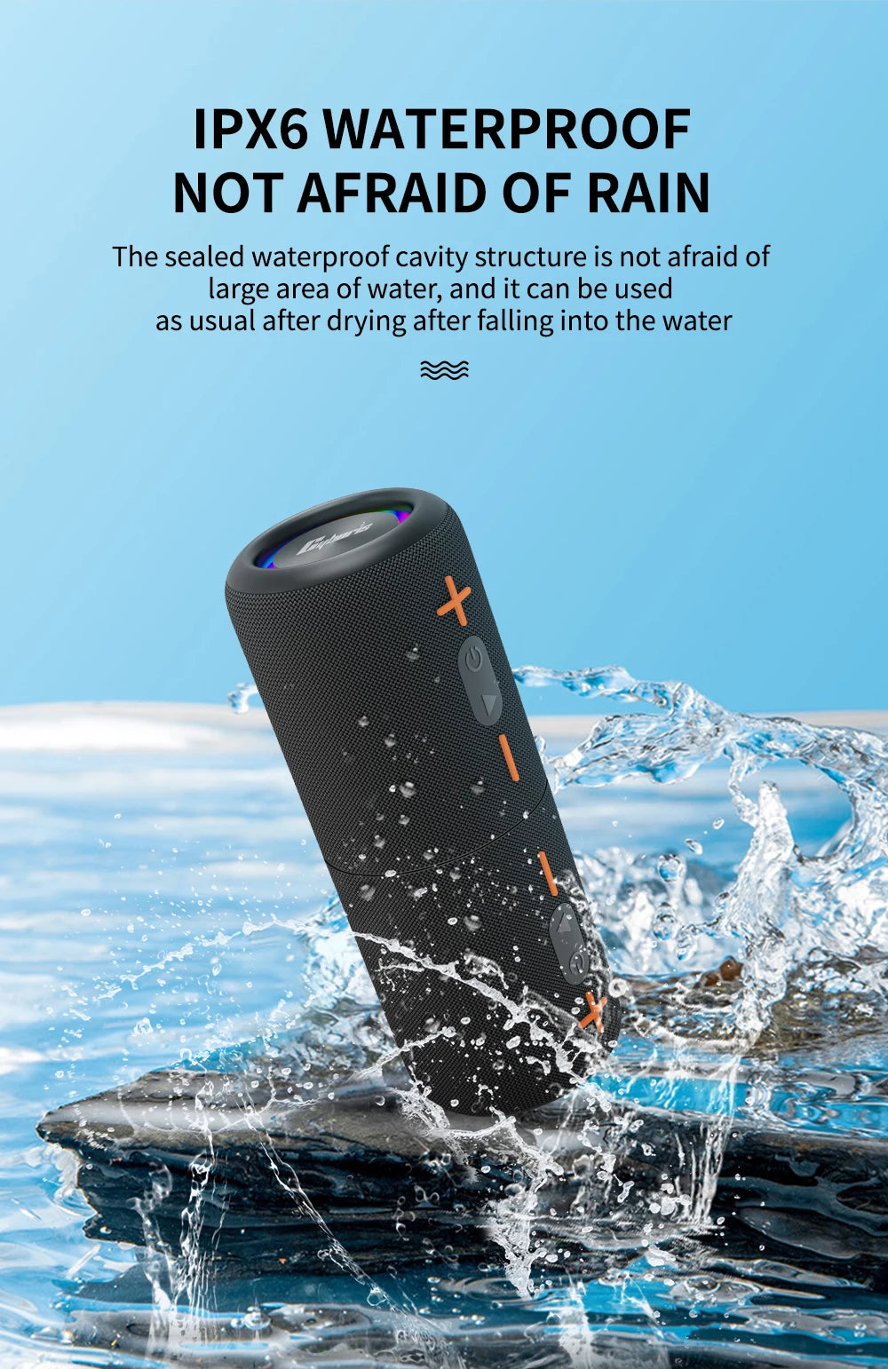 2in1 S10 Split Wireless Bluetooth Speaker 20W Powerful IPX6 HIFI Stereo Surround with RGB Light Aux TF Card for Outdoor Home