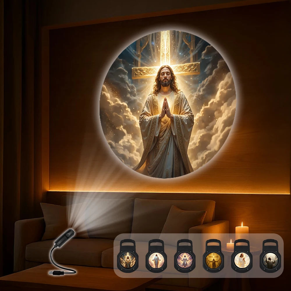 God and Jesus pattern projection light, six patterns to change, room ceiling background decorative light