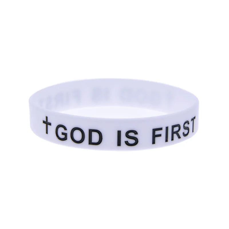 1PC/3PCS God is First Jesus Silicone Wristband Christian Bible Verse Bracelet Men and Women Jewelry