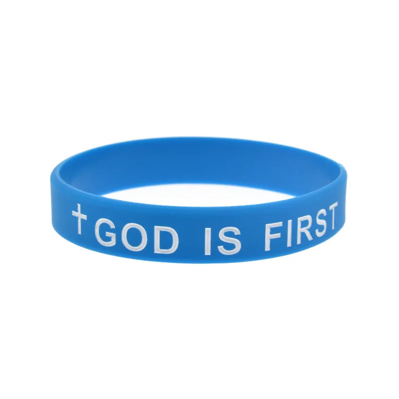 1PC/3PCS God is First Jesus Silicone Wristband Christian Bible Verse Bracelet Men and Women Jewelry