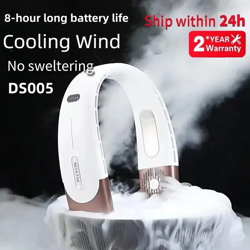 8000mAh USB Hanging Neck Fan Portable Bladeless Mini Rechargeable Mute LED Digital Display Electric Air Cooler Handheld