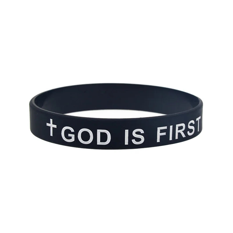 1PC/3PCS God is First Jesus Silicone Wristband Christian Bible Verse Bracelet Men and Women Jewelry