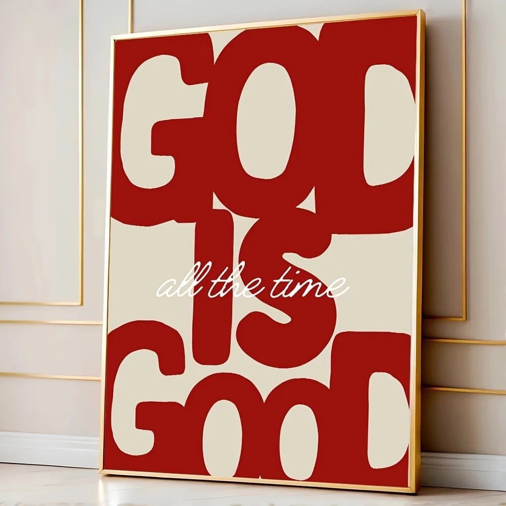 Modern,Retro Red God is Good Christian Quote Wall Art Print Canvas Painting Poster Picture For Bedroom,Living Room Home Decor