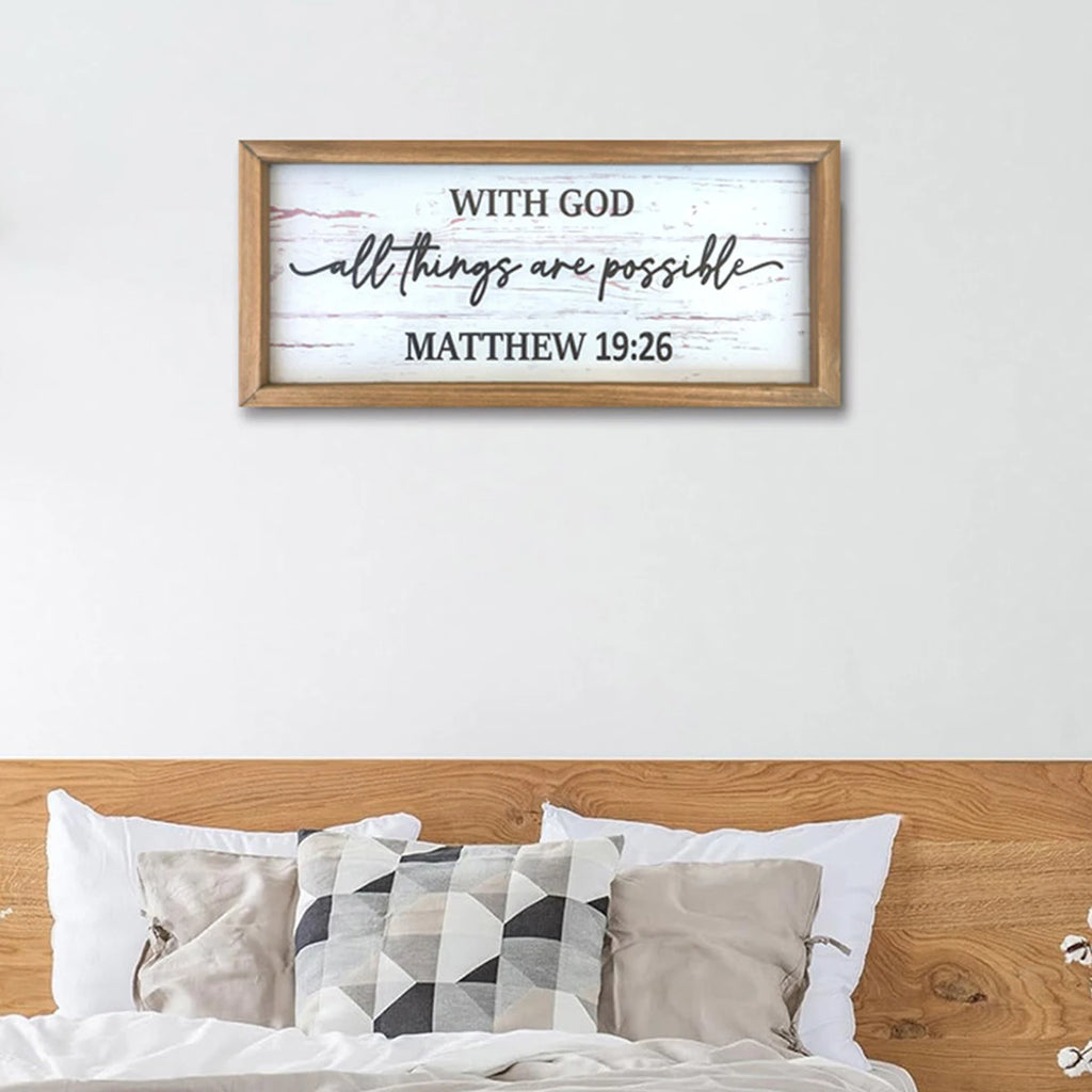 Inspirational Wooden Wall Art Sign for Home Decor - Trust in God for All Things Are Possible Christian Plaque for Living Room