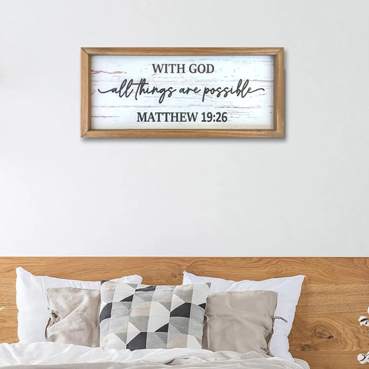 Inspirational Wooden Wall Art Sign for Home Decor - Trust in God for All Things Are Possible Christian Plaque for Living Room