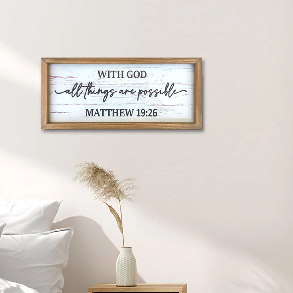 Inspirational Wooden Wall Art Sign for Home Decor - Trust in God for All Things Are Possible Christian Plaque for Living Room
