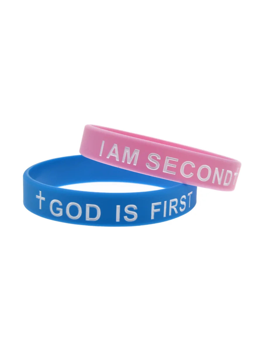 1PC/3PCS God is First Jesus Silicone Wristband Christian Bible Verse Bracelet Men and Women Jewelry